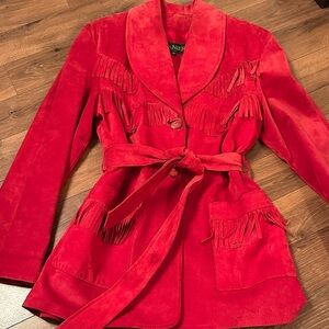 DANIER Red Suede Jacket with Fringe.